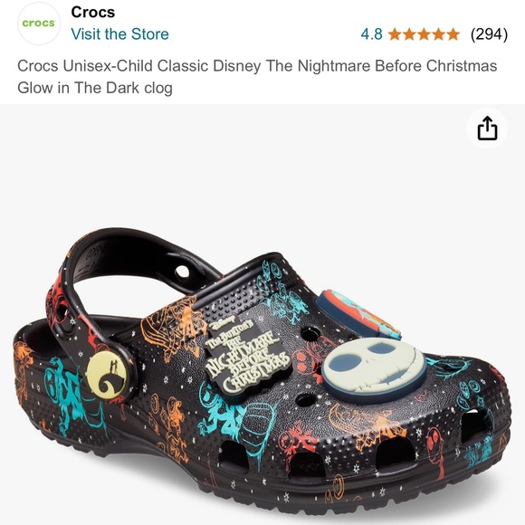 Child’s Unisex Nightmare Before Christmas Glow In The Dark Crocs Clog - Picture 9 of 12